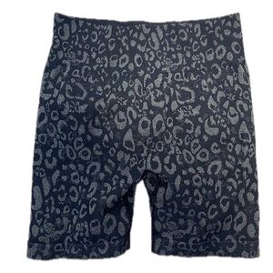Gym shorts no front inseam y2k Black and Gray Leopard Print Athletic Shorts
